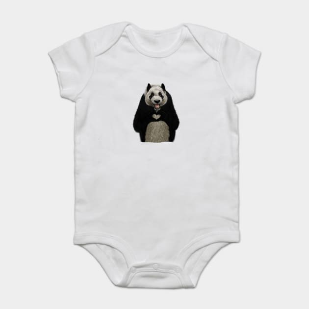 Panda Bea making heart Gesture, Love Pandas Baby Bodysuit by logiamerch